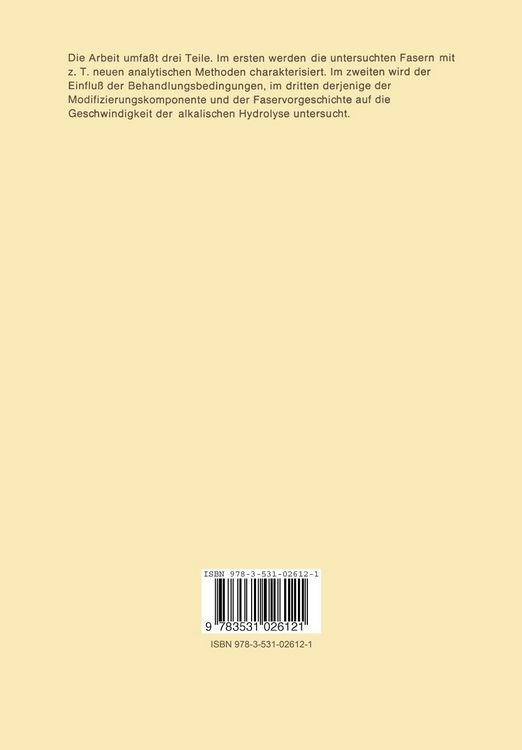 Produktbild: Die alkalische Hydrolyse physikalisch und chemisch modifizierter Polyesterfasern