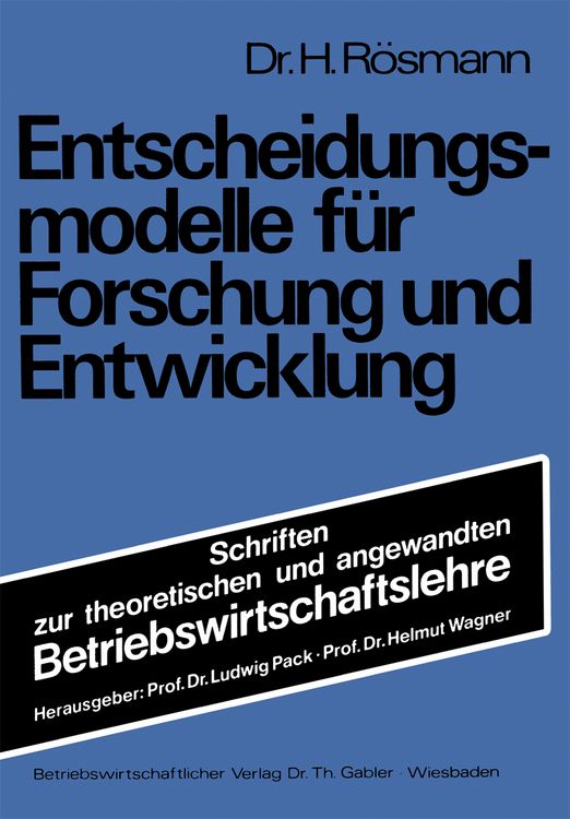 Produktbild: Entscheidungsmodelle f&uuml;r Forschung und Entwicklung