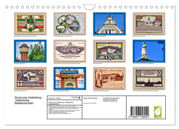 Produktbild: Gruss aus Insterburg - Historische Stadtansichten (Wandkalender 2026 DIN A4 quer), CALVENDO Monatskalender
