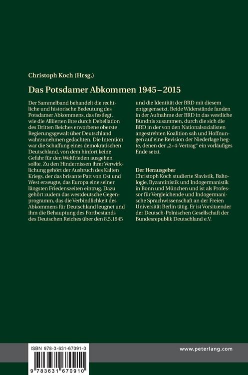 Produktbild: Das Potsdamer Abkommen 1945&ndash;2015