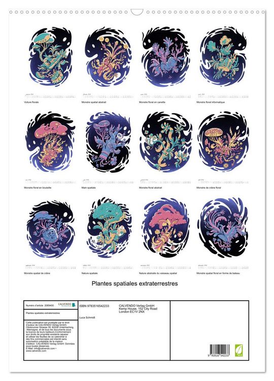 Produktbild: Plantes spatiales extraterrestres (Calendrier mural 2026 DIN A2 horizontal), CALVENDO calendrier mensuel