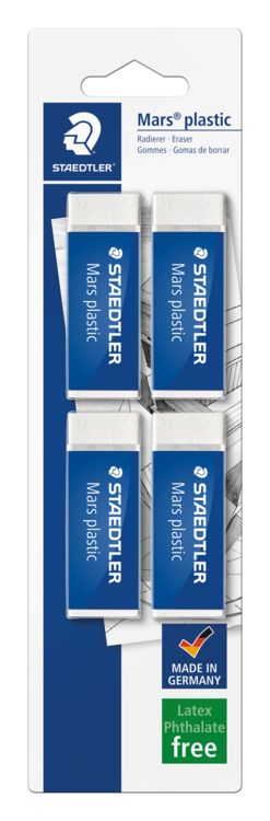 Produktbild: STAEDTLER Mars plastic 526 50, 4 Radierer, 52650BK4DA