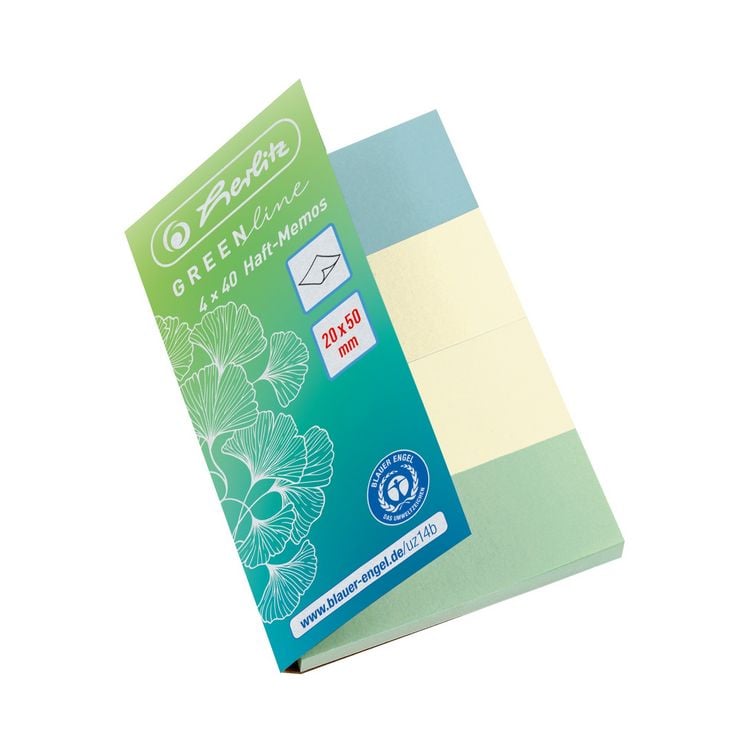 Produktbild: Herlitz Haft-Memos GREENline 20x50 mm 4x40 Stück