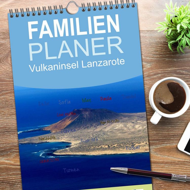 Produktbild: Familienplaner 2026 - Vulkaninsel Lanzarote mit 5 Spalten (Wandkalender, 21 x 45 cm) CALVENDO