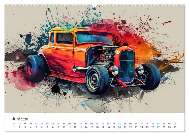 Produktbild: Hot Road - Oldtimer durch eine KI im neuen Gewand (hochwertiger Premium Wandkalender 2026 DIN A2 quer), Kunstdruck in Hochglanz