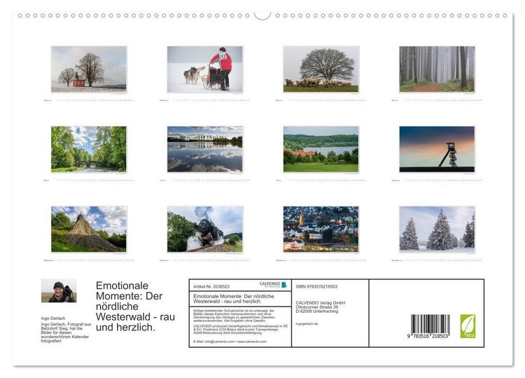 Produktbild: Emotionale Momente: Der n&ouml;rdliche Westerwald - rau und herzlich. (hochwertiger Premium Wandkalender 2026 DIN A2 quer), Kunstdruck in Hochglanz