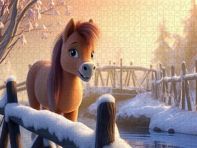 Produktbild: CALVENDO Puzzle Pony Bella im Winter | 1000 Teile Lege-Gr&ouml;&szlig;e 64x48cm Foto-Puzzle f&uuml;r gl&uuml;ckliche Stunden