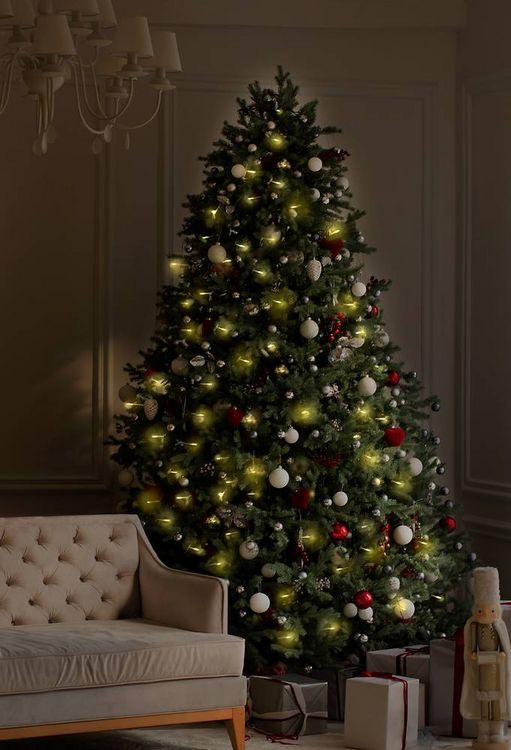 Produktbild: Sygonix LED-Baummantel Innen/Au&szlig;en 230 V/50 Hz 120 SMD LED Warmwei&szlig; Leuchtmodus einstellbar
