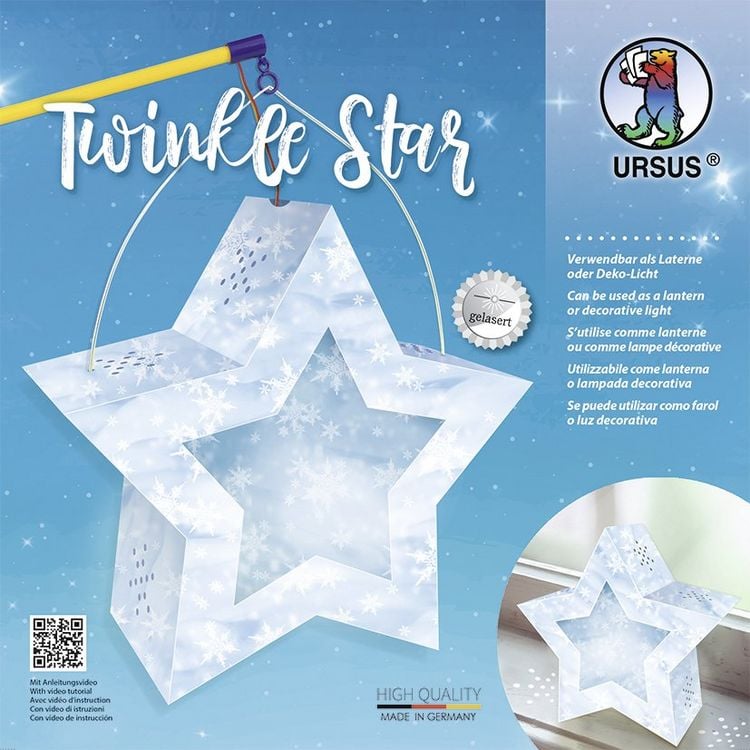 Produktbild: URSUS Laternenzeit / Home Decoration Twinkle Star Schnee, Stern Bastel-Set als Laterne oder Deko-Licht