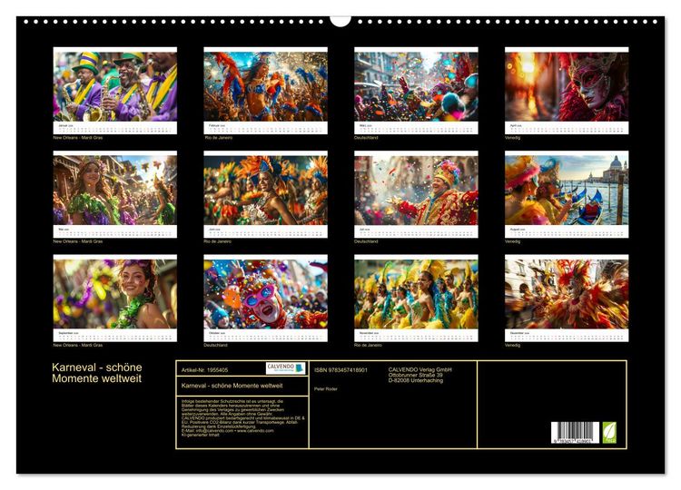 Produktbild: Karneval - sch&ouml;ne Momente weltweit (Wandkalender 2026 DIN A2 quer), CALVENDO Monatskalender