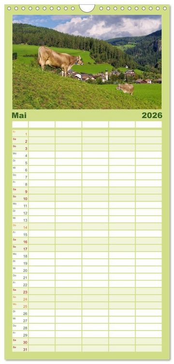 Produktbild: Familienplaner 2026 - Pustertal - Das gr&uuml;ne Tal S&uuml;dtirols mit 5 Spalten (Wandkalender, 21 x 45 cm) CALVENDO