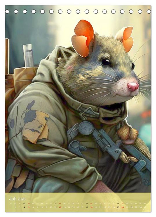 Produktbild: Tierische Krieger. Pelzige Soldaten im aktiven Dienst des Milit&auml;rs (Tischkalender 2026 DIN A5 hoch), CALVENDO Monatskalender