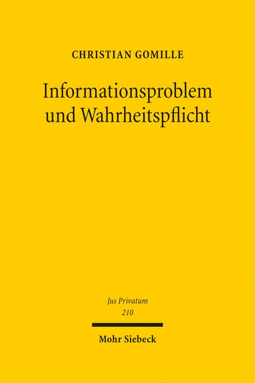Produktbild: Informationsproblem und Wahrheitspflicht