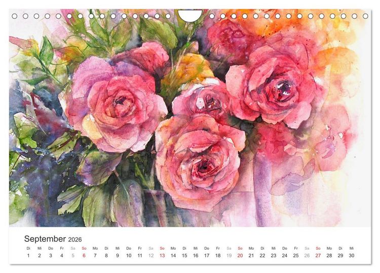 Produktbild: Bl&uuml;tenzauber - Aquarelle von ECKARD FUNCK (Wandkalender 2026 DIN A4 quer), CALVENDO Monatskalender