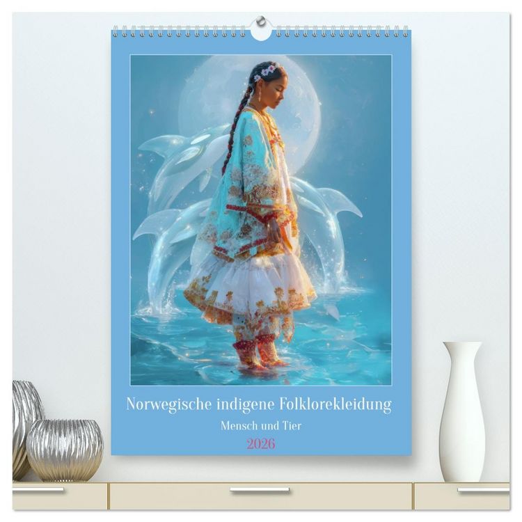 Produktbild: Norwegische indigene Folklorekleidung - Mensch und Tier (hochwertiger Premium Wandkalender 2026 DIN A2 hoch), Kunstdruck in Hochglanz