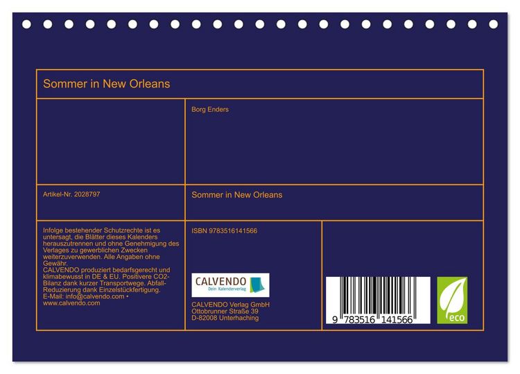 Produktbild: Sommer in New Orleans (Tischkalender 2026 DIN A5 quer), CALVENDO Monatskalender