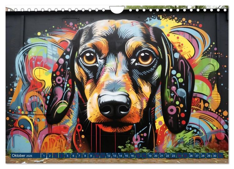 Produktbild: Graffiti Hunde (Wandkalender 2026 DIN A4 quer), CALVENDO Monatskalender