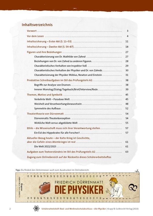 Produktbild: Die Physiker - Friedrich Dürrenmatt - Schülerarbeitsheft - Real- und Werkrealschule