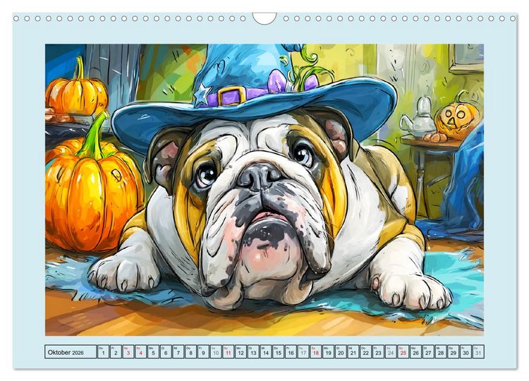 Produktbild: Bulldoggen. Lustige Cartoons von beliebten Charakterk&ouml;pfen (Wandkalender 2026 DIN A3 quer), CALVENDO Monatskalender