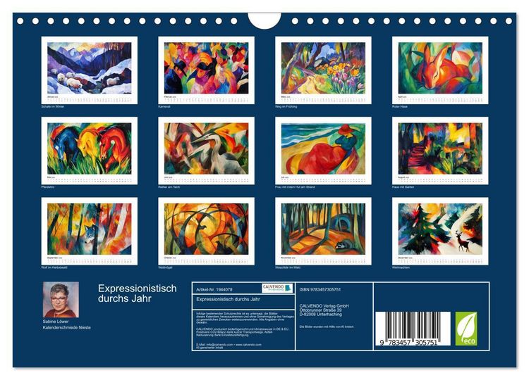 Produktbild: Expressionistisch durchs Jahr (Wandkalender 2026 DIN A4 quer), CALVENDO Monatskalender