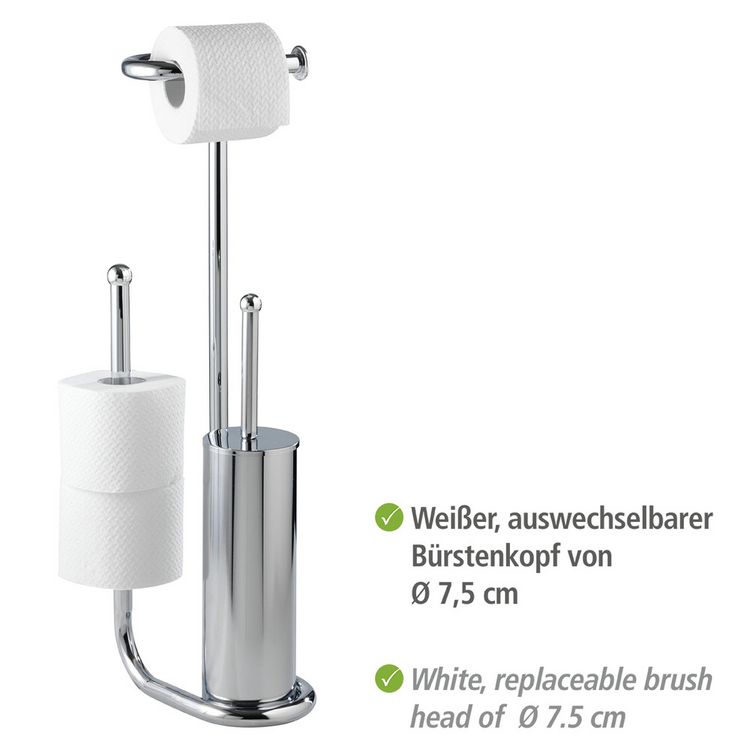 Produktbild: Stand WC-Garnitur Universalo Chrom, integrierter Toilettenpapierhalter und WC-B&uuml;rstenhalter