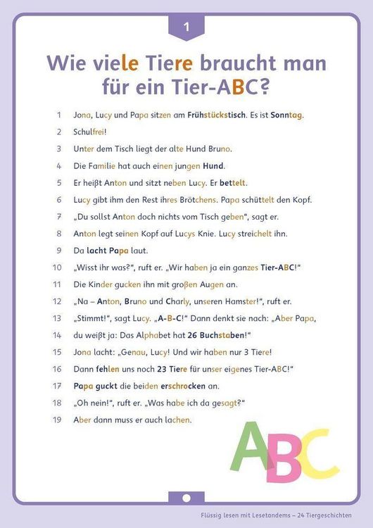 Produktbild: Fl&uuml;ssig lesen mit Lesetandems &ndash; 24 Tiergeschichten, Klasse 3/4