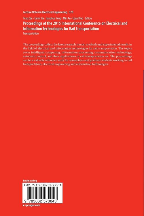 Produktbild: Proceedings of the 2015 International Conference on Electrical and Information Technologies for Rail Transportation