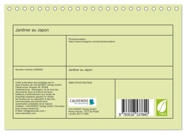 Produktbild: Jardiner au Japon (Calendrier de bureau 2026 DIN A5 vertical), CALVENDO calendrier mensuel
