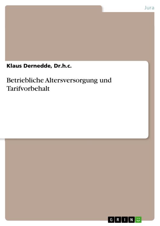 Produktbild: Betriebliche Altersversorgung und Tarifvorbehalt