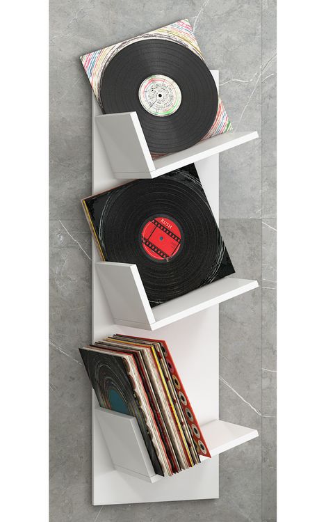 Produktbild: Holz B&uuml;cher Schallplatten LP H&auml;nge Wandregal Sulda
