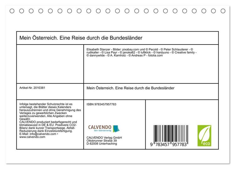 Produktbild: Mein &Ouml;sterreich. Eine Reise durch die Bundesl&auml;nder (Tischkalender 2026 DIN A5 quer), CALVENDO Monatskalender