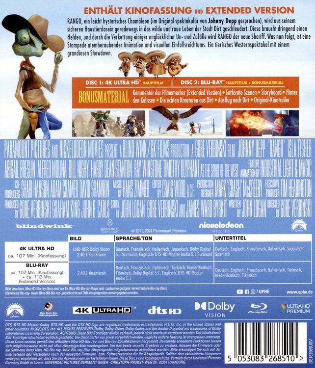 Produktbild: Rango (4K Ultra HD) + (Blu-ray)