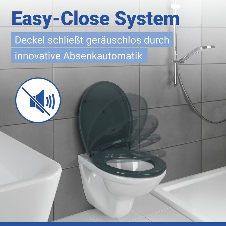 Produktbild: WC Sitz Mod. Ostuni Grau, stabiler Toilettensitz mit Absenkautomatik