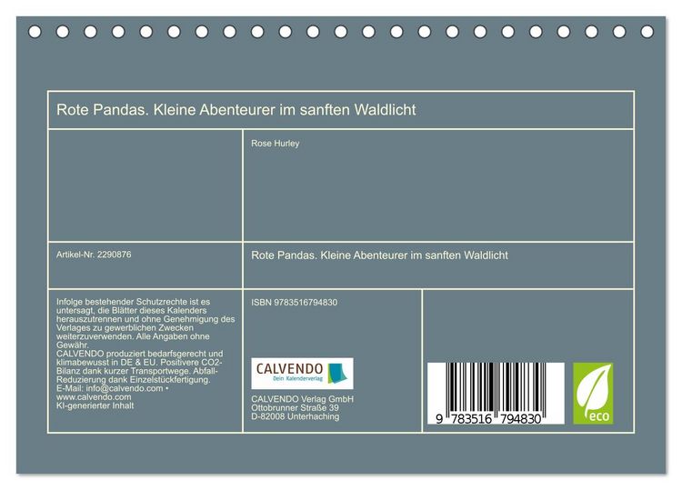 Produktbild: Rote Pandas. Kleine Abenteurer im sanften Waldlicht (Tischkalender 2027 DIN A5 quer), CALVENDO Monatskalender