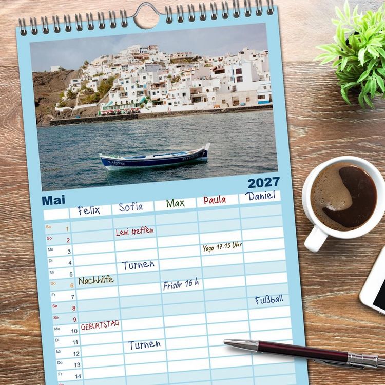 Produktbild: Familienplaner 2027 - Fuerteventura mit 5 Spalten (Wandkalender, 21 x 45 cm) CALVENDO