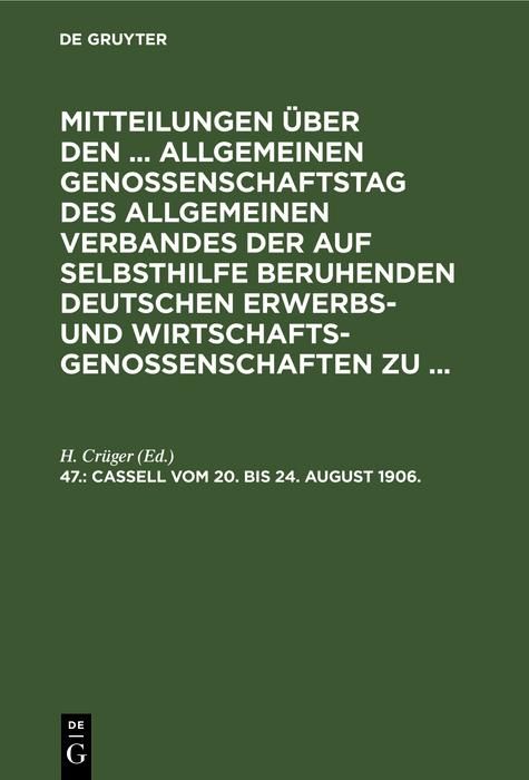 Produktbild: Cassell, vom 20. bis 24. August 1906.