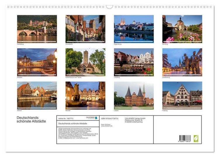 Produktbild: Deutschlands sch&ouml;nste Altst&auml;dte (Wandkalender 2026 DIN A2 quer), CALVENDO Monatskalender