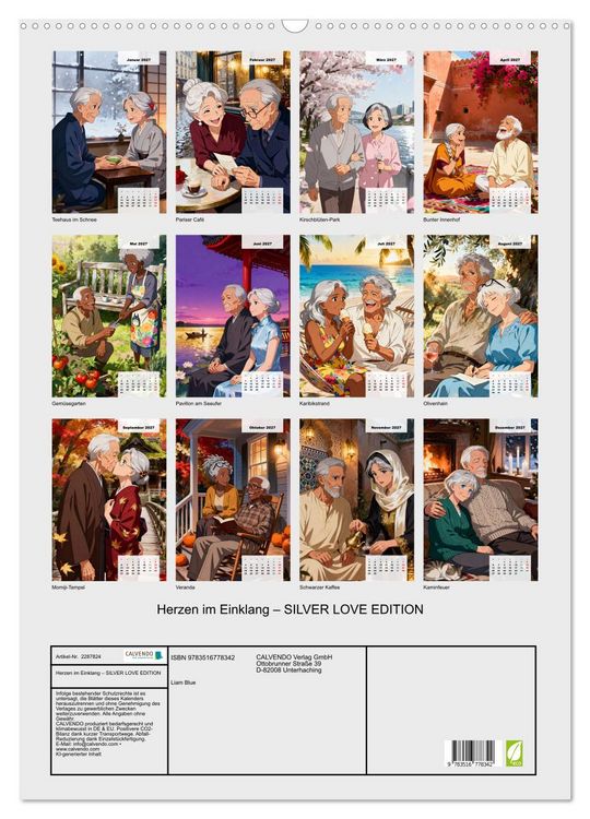Produktbild: Herzen im Einklang &ndash; SILVER LOVE EDITION (Wandkalender 2027 DIN A2 hoch), CALVENDO Monatskalender