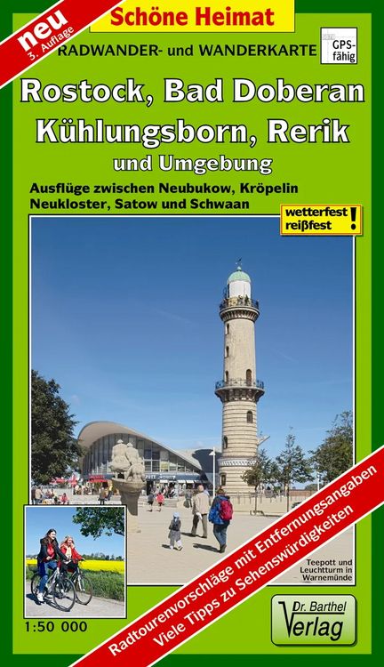 Produktbild: Radwander- und Wanderkarte Rostock, Bad Doberan, K&uuml;hlungsborn, Rerik und Umgebung