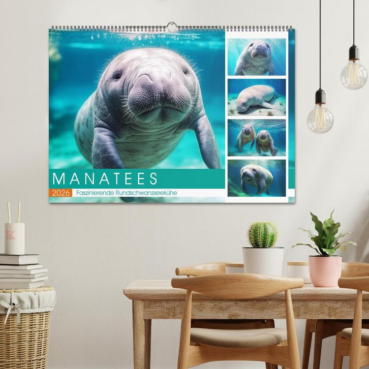 Produktbild: Manatees. Faszinierende Rundschwanzseek&uuml;he (Wandkalender 2026 DIN A2 quer), CALVENDO Monatskalender