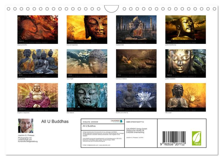 Produktbild: All U Buddhas (Wandkalender 2026 DIN A4 quer), CALVENDO Monatskalender