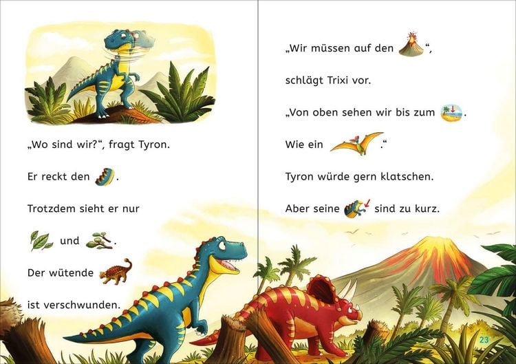 Produktbild: Leseprofis &ndash; Mit Bildern lesen lernen: Zwei Dinos wollen nach Hause, Erstes Lesen