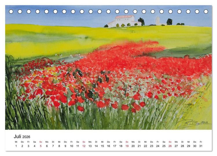 Produktbild: Landschafts-Aquarelle 2026 Roswita Ilona Baumann (Tischkalender 2026 DIN A5 quer), CALVENDO Monatskalender