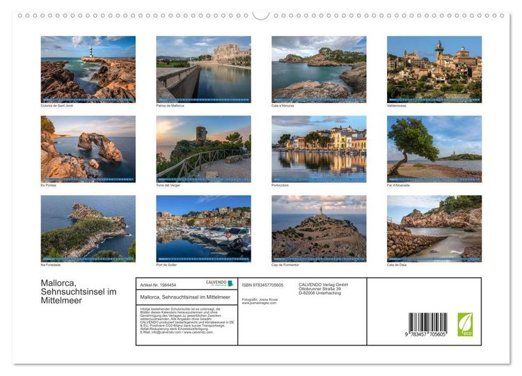 Produktbild: Mallorca, Sehnsuchtsinsel im Mittelmeer (hochwertiger Premium Wandkalender 2026 DIN A2 quer), Kunstdruck in Hochglanz