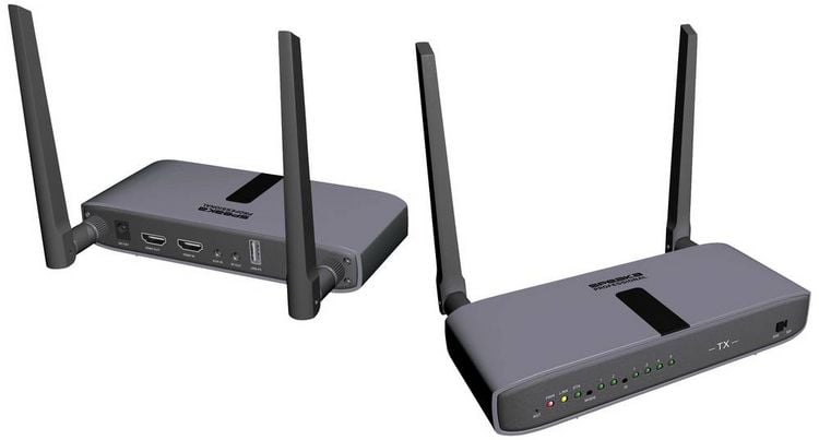 Produktbild: SpeaKa Professional SP-HWE-800 HDMI-Funk&uuml;bertragung (Set) 150 m 5 GHz 1920 x 1080 Pixel Sichere Funk&uuml;bertragung, durchgeschleifter HDMI-Ausgang