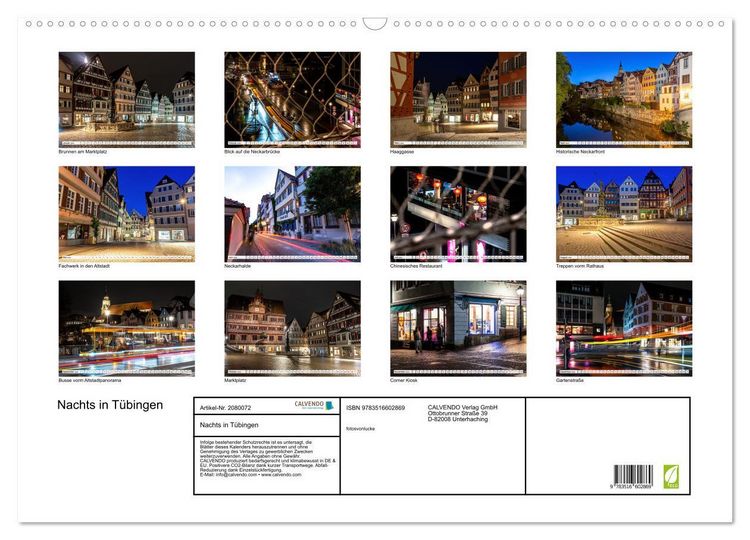 Produktbild: Nachts in T&uuml;bingen (Wandkalender 2026 DIN A2 quer), CALVENDO Monatskalender