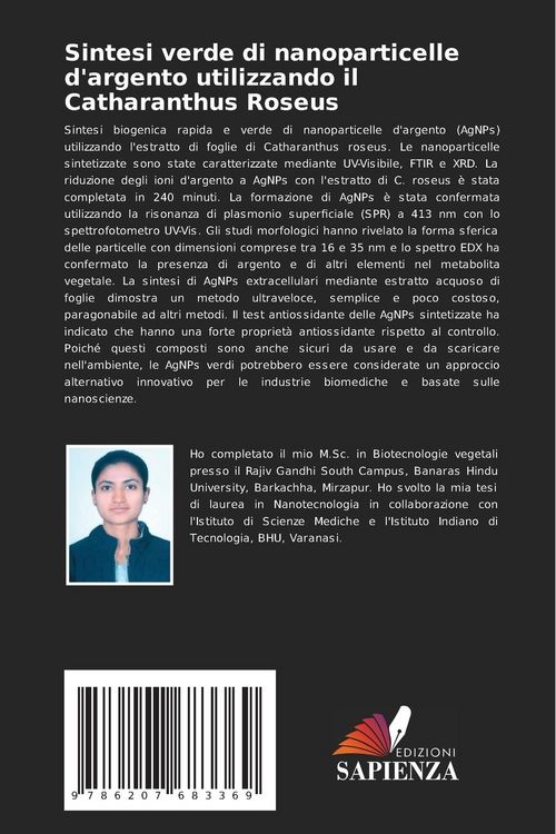 Produktbild: Sintesi verde di nanoparticelle d'argento utilizzando il Catharanthus Roseus