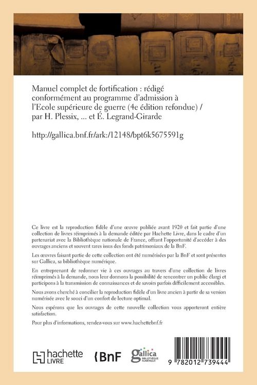 Produktbild: Manuel Complet de Fortification: R&eacute;dig&eacute; Conform&eacute;ment Au Programme d'Admission