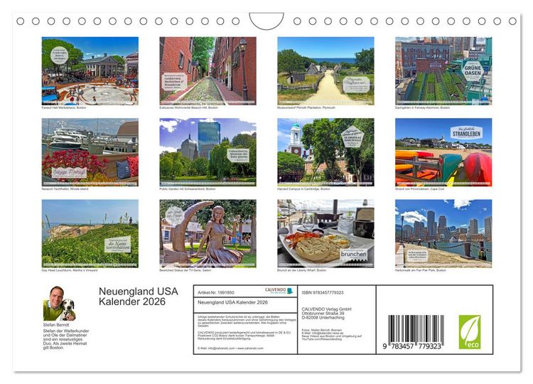 Produktbild: Neuengland USA Kalender 2026 (Wandkalender 2026 DIN A4 quer), CALVENDO Monatskalender