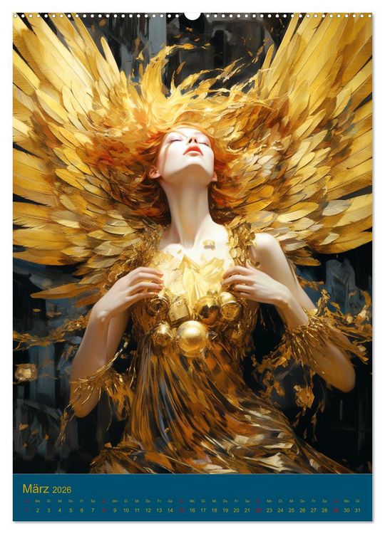 Produktbild: Engel. Goldverzierte Sch&ouml;nheiten in zeitloser Eleganz (hochwertiger Premium Wandkalender 2026 DIN A2 hoch), Kunstdruck in Hochglanz